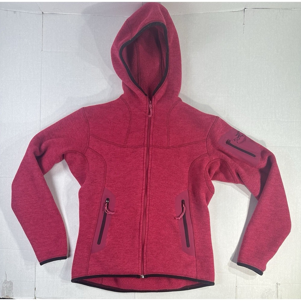 Arc'teryx Polartec Fleece Hoodie Womens Small Full Zip Pink Outdoor